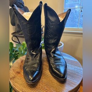 Leather Black Western Cowboy Boots